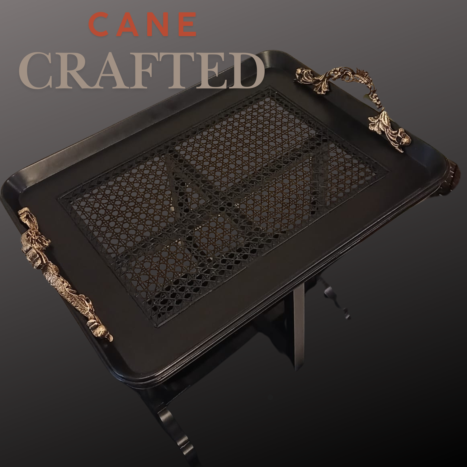 "Raven Cane Tray Table"