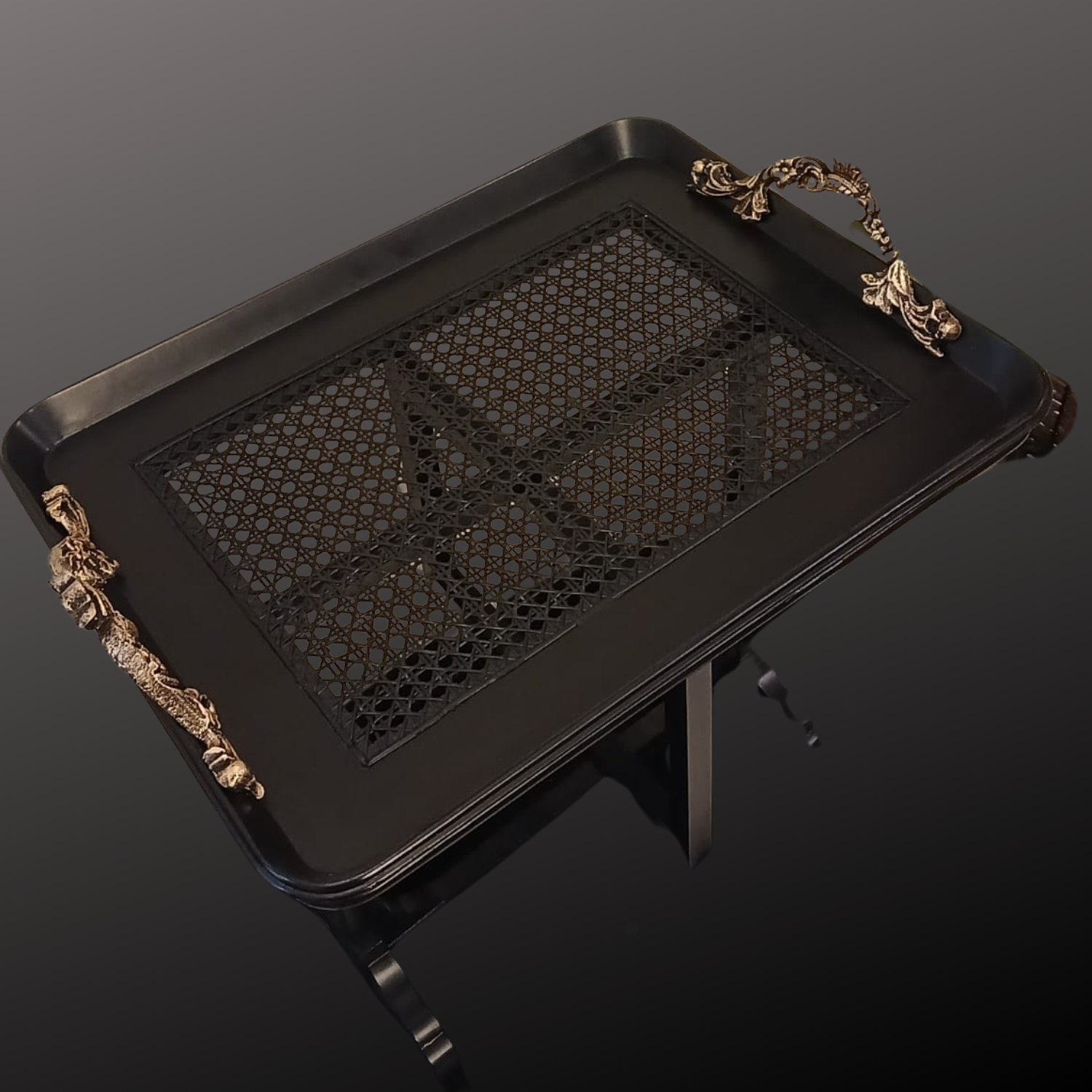 "Raven Cane Tray Table"